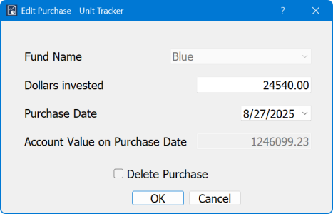 Edit Purchases Table