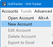 New Account Menu