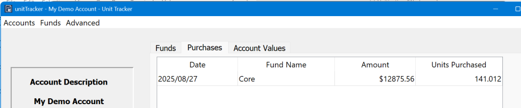 Purchases Tab